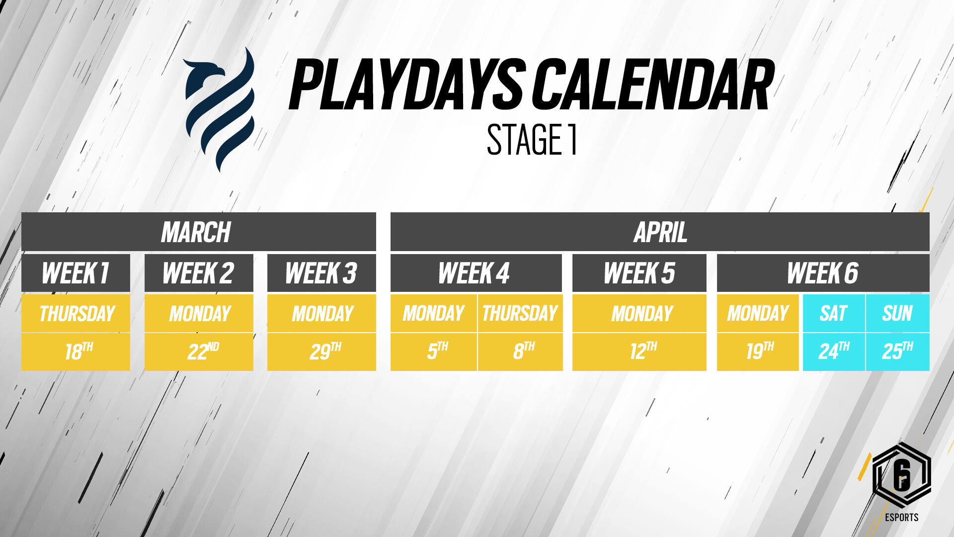 Ubisoft Reveals Its Plans For The Six Invitational 2021 And The 2021 Rainbow Six Esports Season In Each Region 3 R6esports S2021 EU Stage1 Calendar 20210221 940PM CET 251022602e7ec79a7916.33617828 https://staging.mkaugaming.com/ubisoft-reveals-its-plans-for-the-six-invitational-2021-and-the-2021-rainbow-six-esports-season-in-each-region/