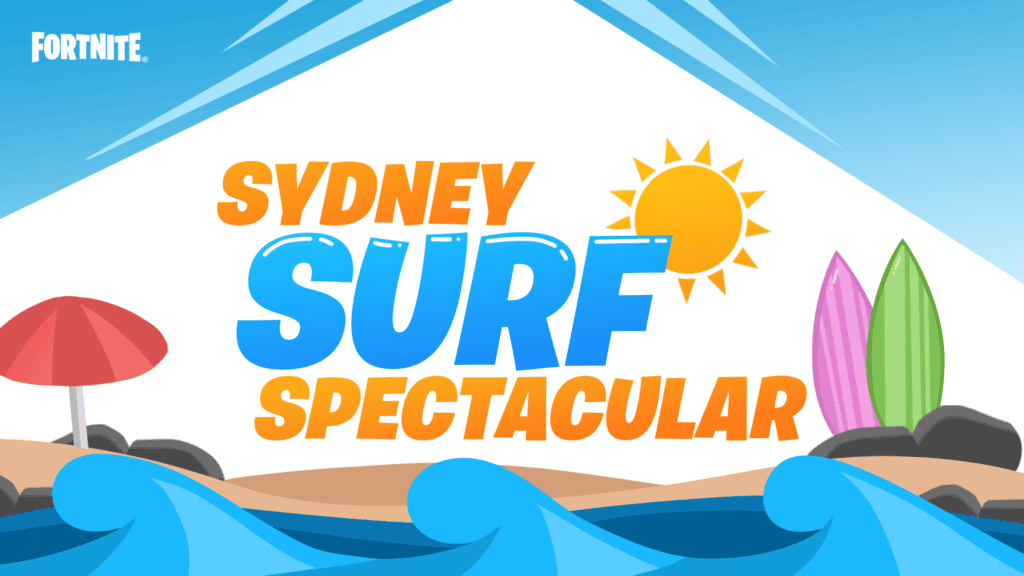 Fortnite: Lands Down Under (Creative Map) - Review 3 Sydney Surf Spectacular Logo https://staging.mkaugaming.com/all-review-list/fortnite-lands-down-under-creative-map-review/