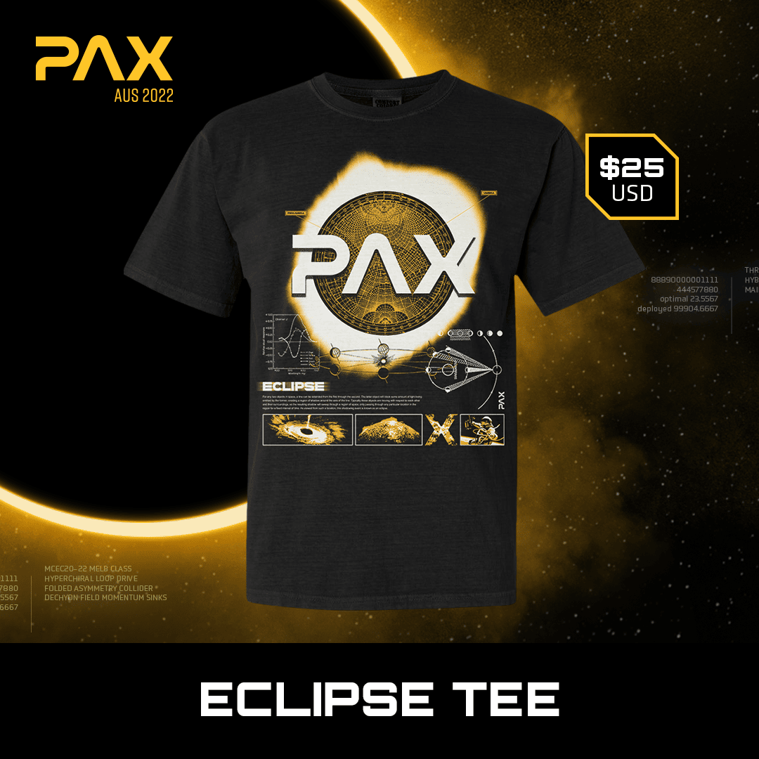 PAX Aus 2022 Merch Is Coming To A Galaxy Near You 6 PAX22 Merch Carousel 1080x1080 Eclipse Tee https://staging.mkaugaming.com/pax-aus-2022-merch-is-coming-to-a-galaxy-near-you/