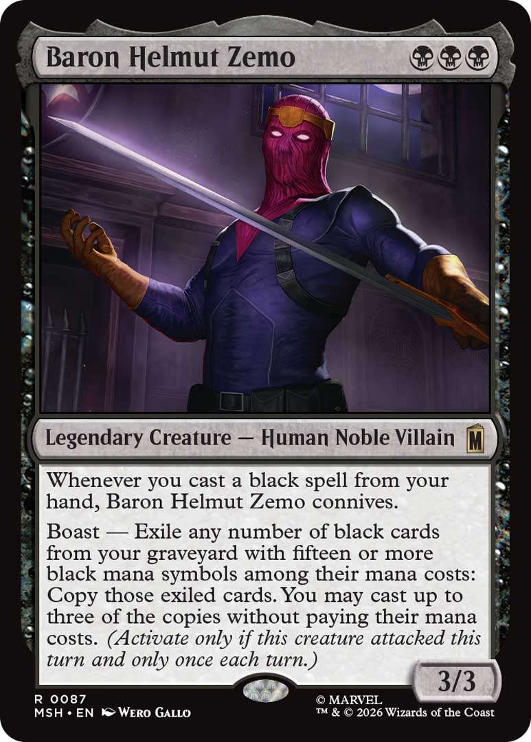 Wizards Of The Coast Gives Early Peek At Magic: The Gathering | Marvel Super Heroes Set 1 Baron Helmut Zemo EN HRR https://staging.mkaugaming.com/wizards-of-the-coast-gives-early-peek-at-magic-the-gathering-marvel-super-heroes-set/
