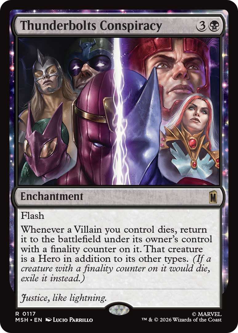 Wizards Of The Coast Gives Early Peek At Magic: The Gathering | Marvel Super Heroes Set 8 Thunderbolts Conspiracy EN HRR https://staging.mkaugaming.com/wizards-of-the-coast-gives-early-peek-at-magic-the-gathering-marvel-super-heroes-set/